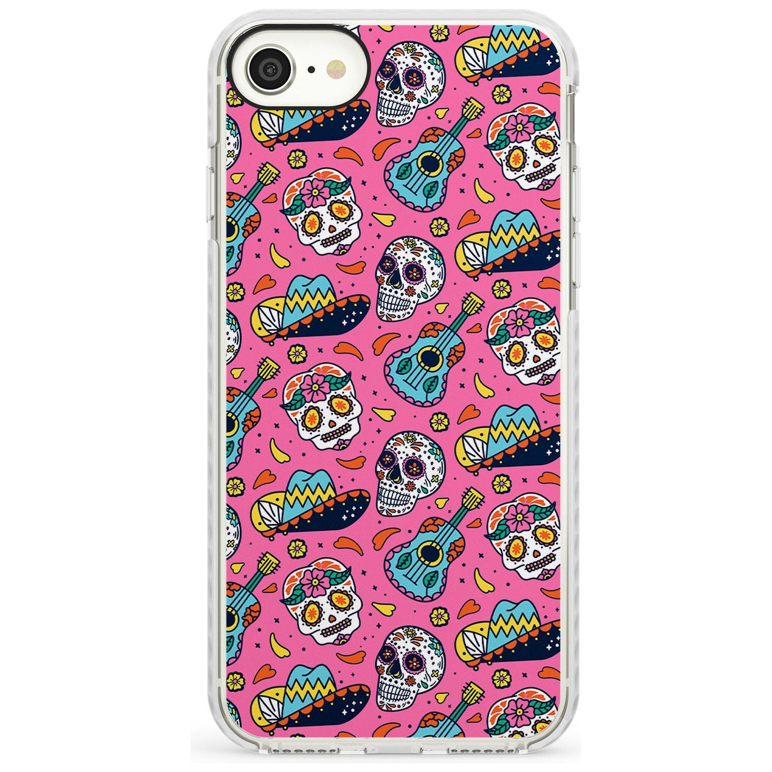 Pink Day of The Dead Pattern Impact Phone Case for iPhone SE 8 7 Plus