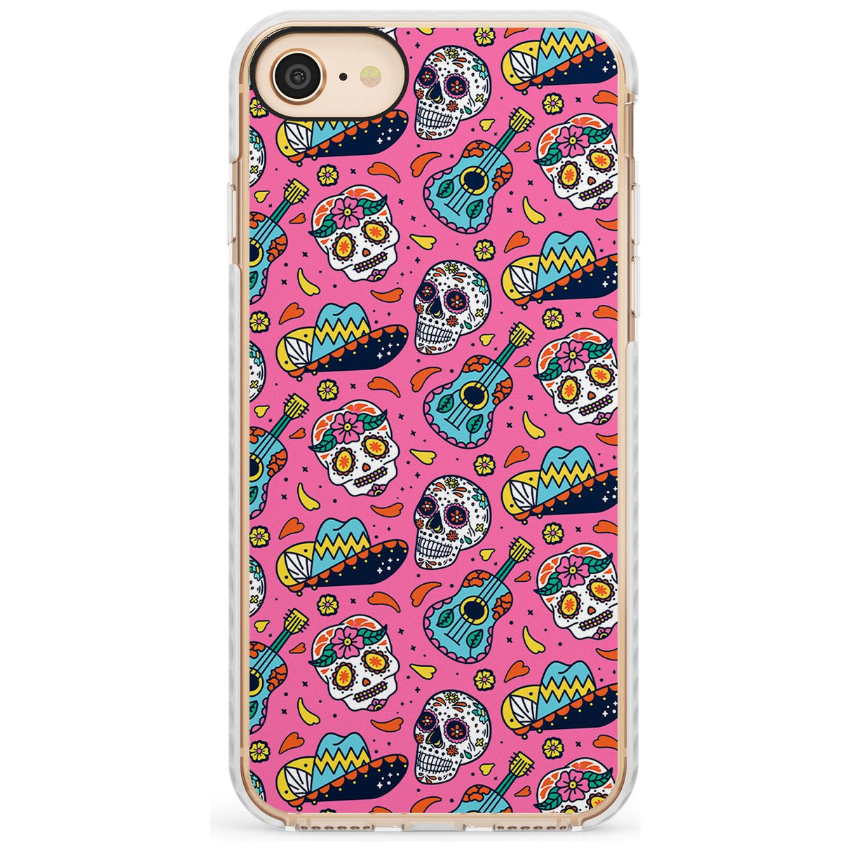 Pink Day of The Dead Pattern Impact Phone Case for iPhone SE 8 7 Plus