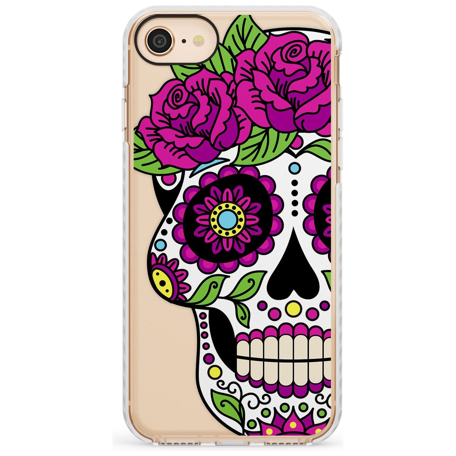 Purple Floral Sugar Skull Impact Phone Case for iPhone SE 8 7 Plus
