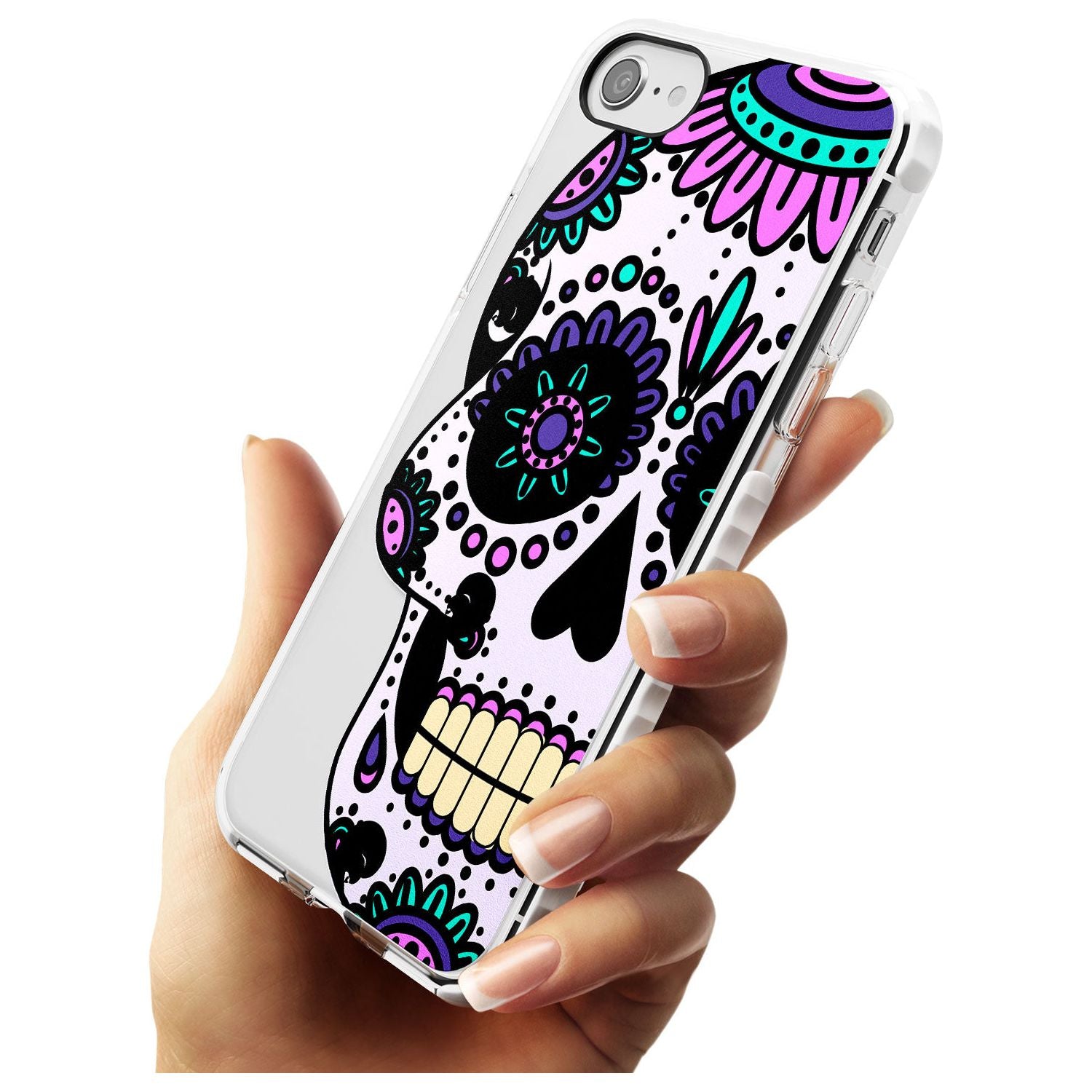 Violet Sugar Skull Impact Phone Case for iPhone SE 8 7 Plus