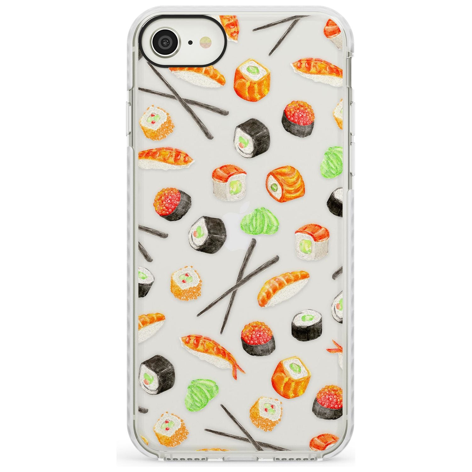 Sushi & Chopsticks Watercolour Pattern Impact Phone Case for iPhone SE 8 7 Plus