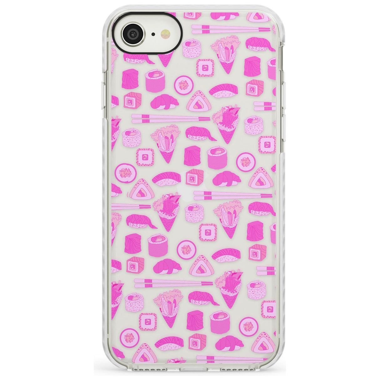 Bright Pink Sushi Pattern Impact Phone Case for iPhone SE 8 7 Plus