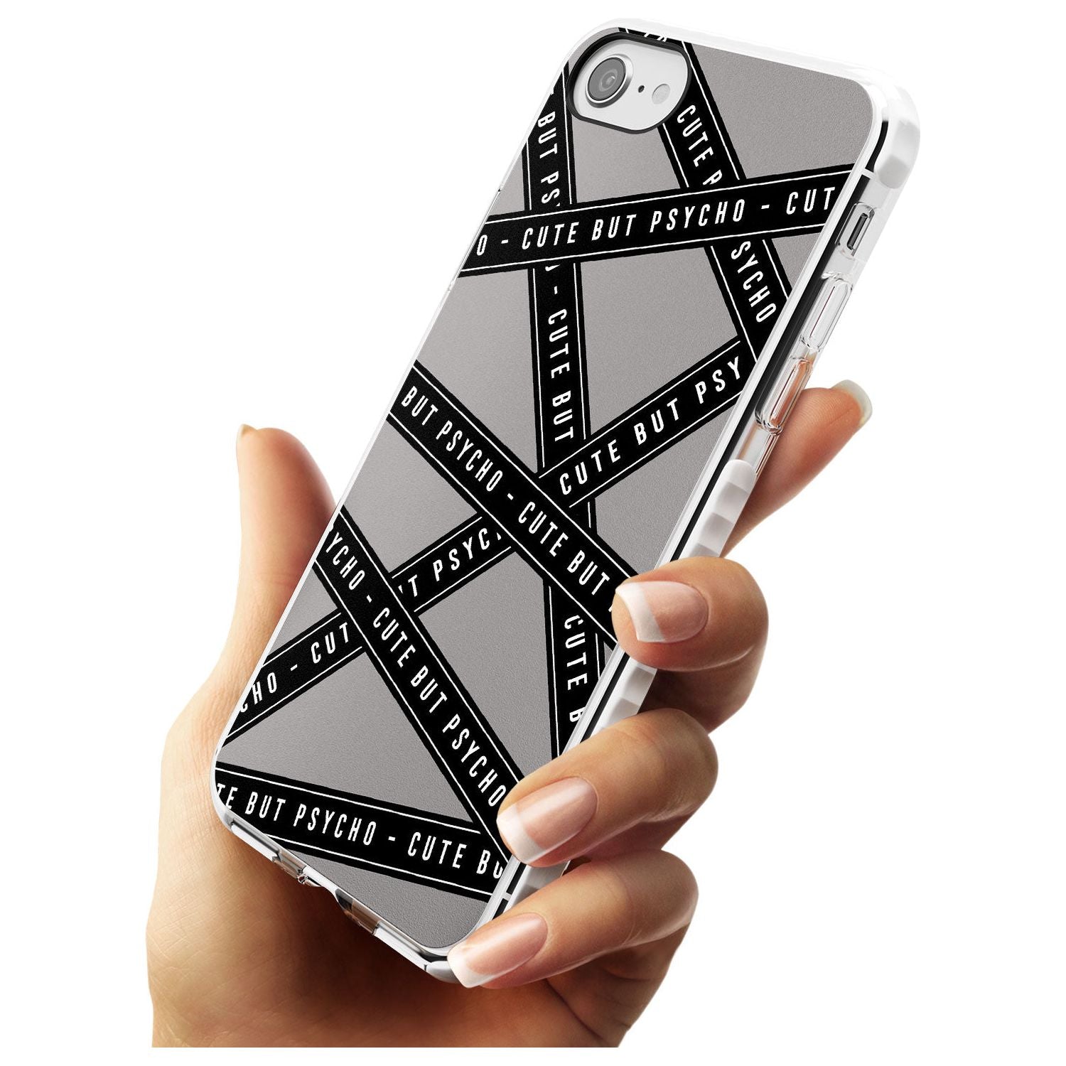 Caution Tape Phrases Cute But Psycho Impact Phone Case for iPhone SE 8 7 Plus