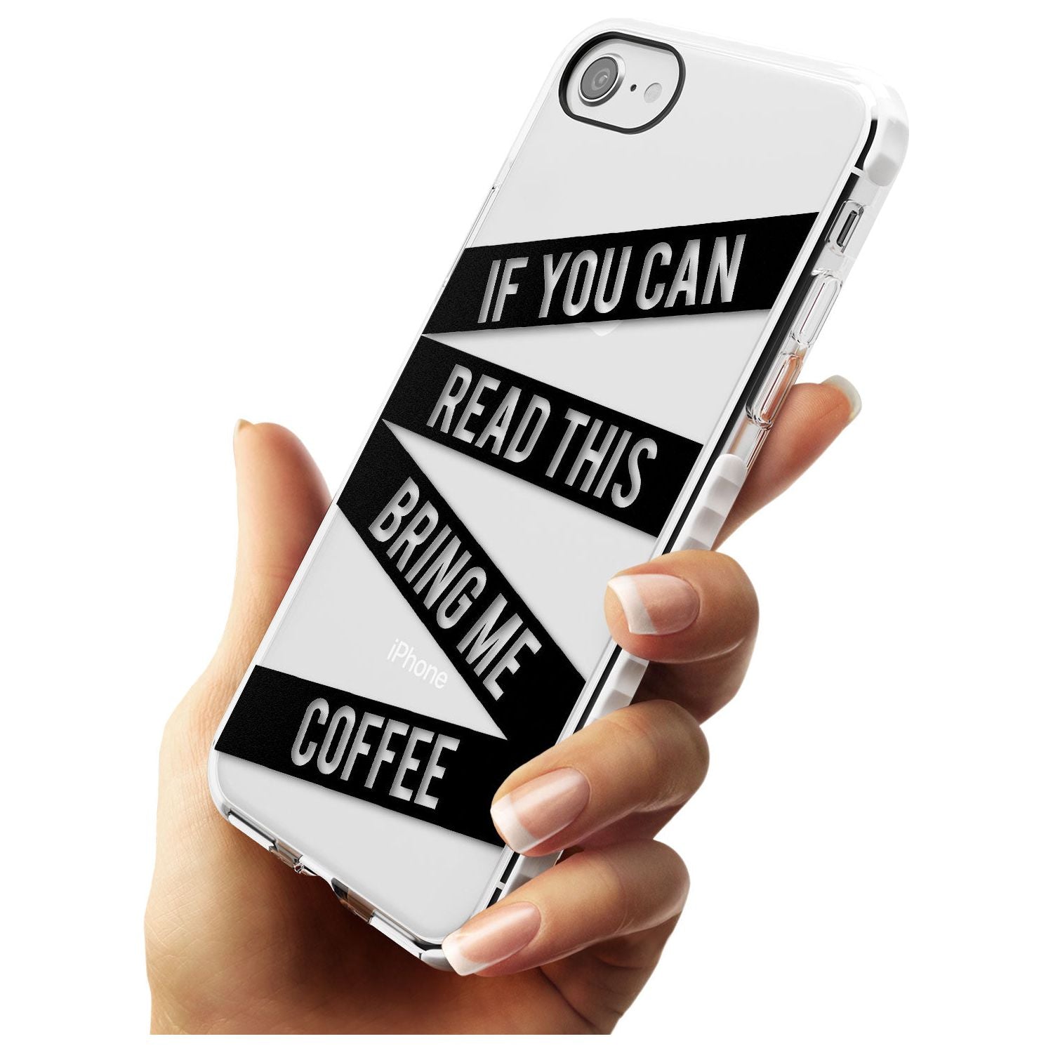 Black Stripes Bring Me Coffee Impact Phone Case for iPhone SE 8 7 Plus