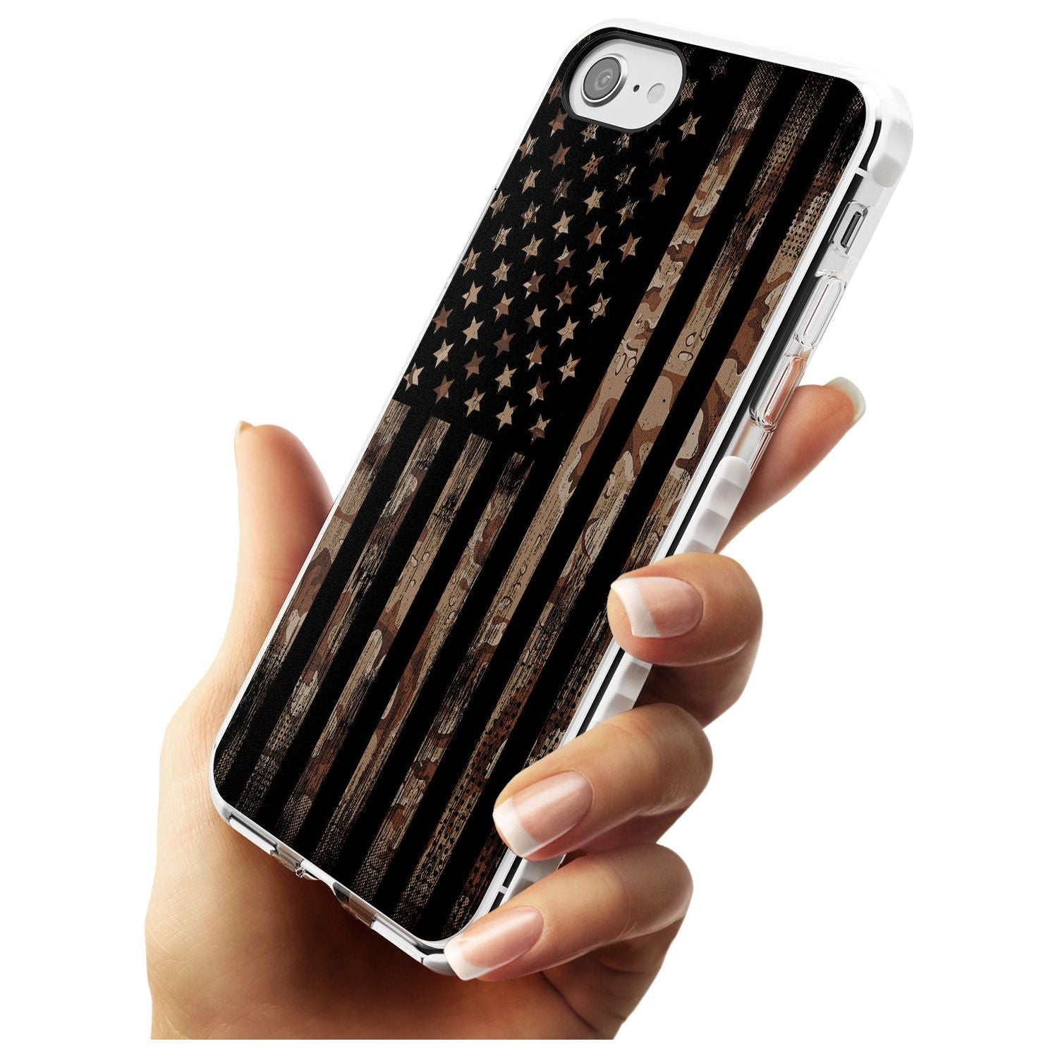Desert Camo US Flag Impact Phone Case for iPhone SE 8 7 Plus