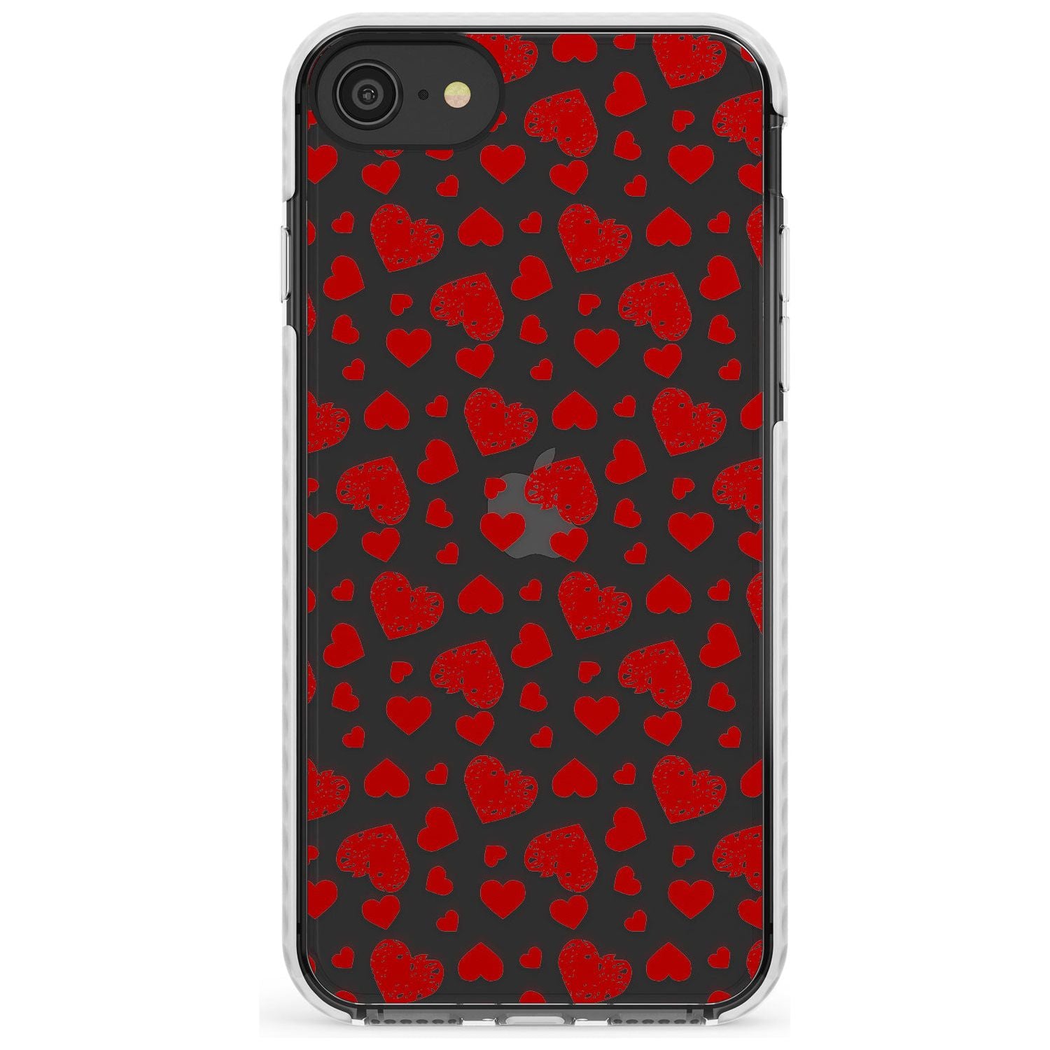 Sketched Heart Pattern Slim TPU Phone Case for iPhone SE 8 7 Plus