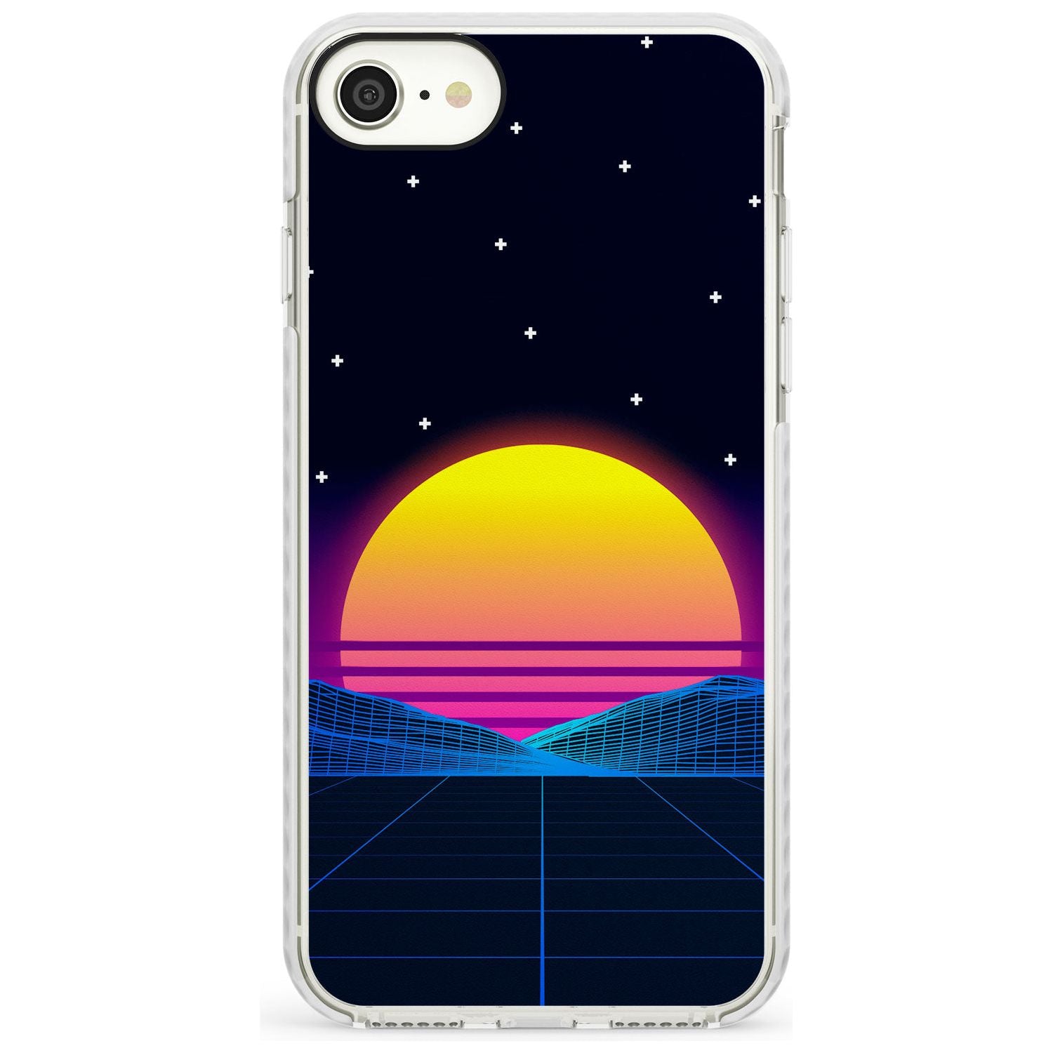 Retro Sunset Vaporwave Impact Phone Case for iPhone SE 8 7 Plus