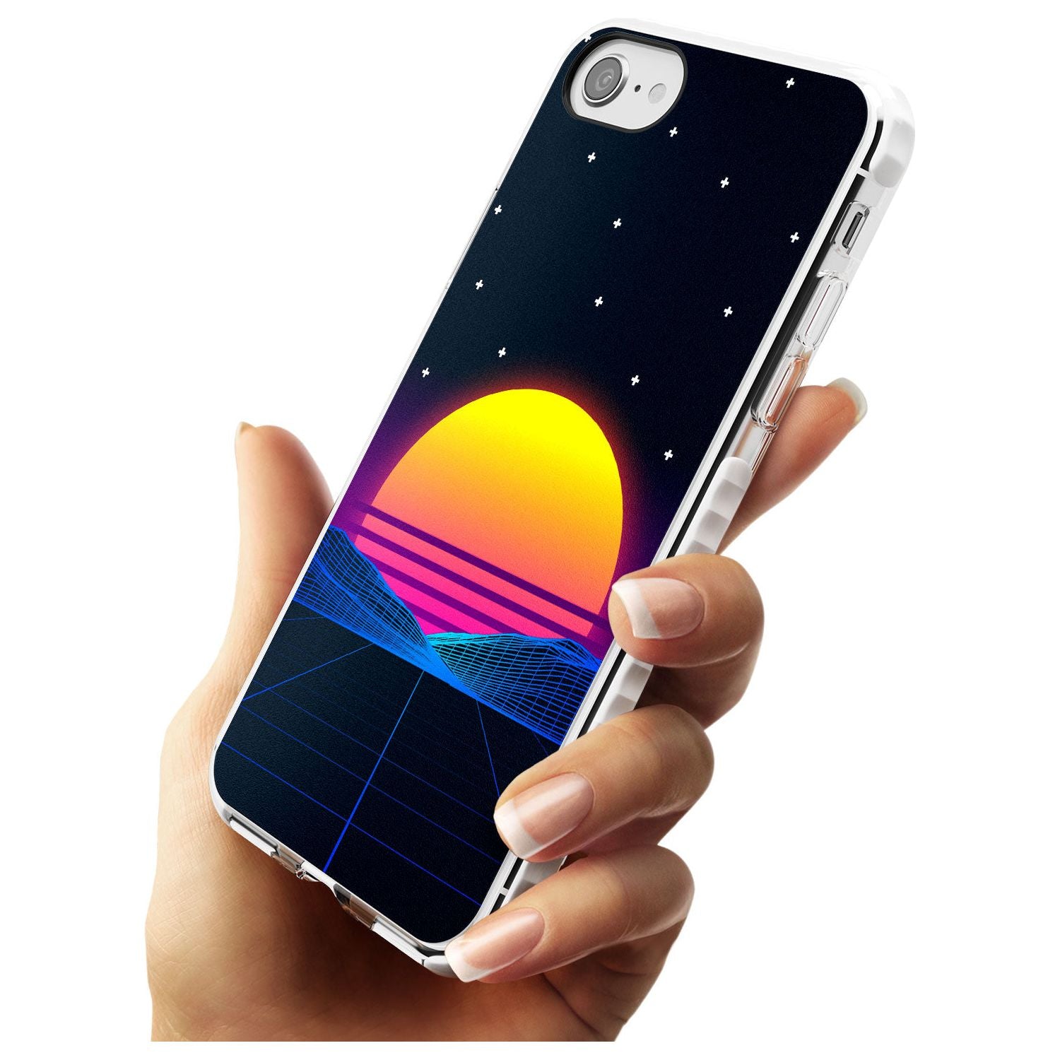 Retro Sunset Vaporwave Impact Phone Case for iPhone SE 8 7 Plus