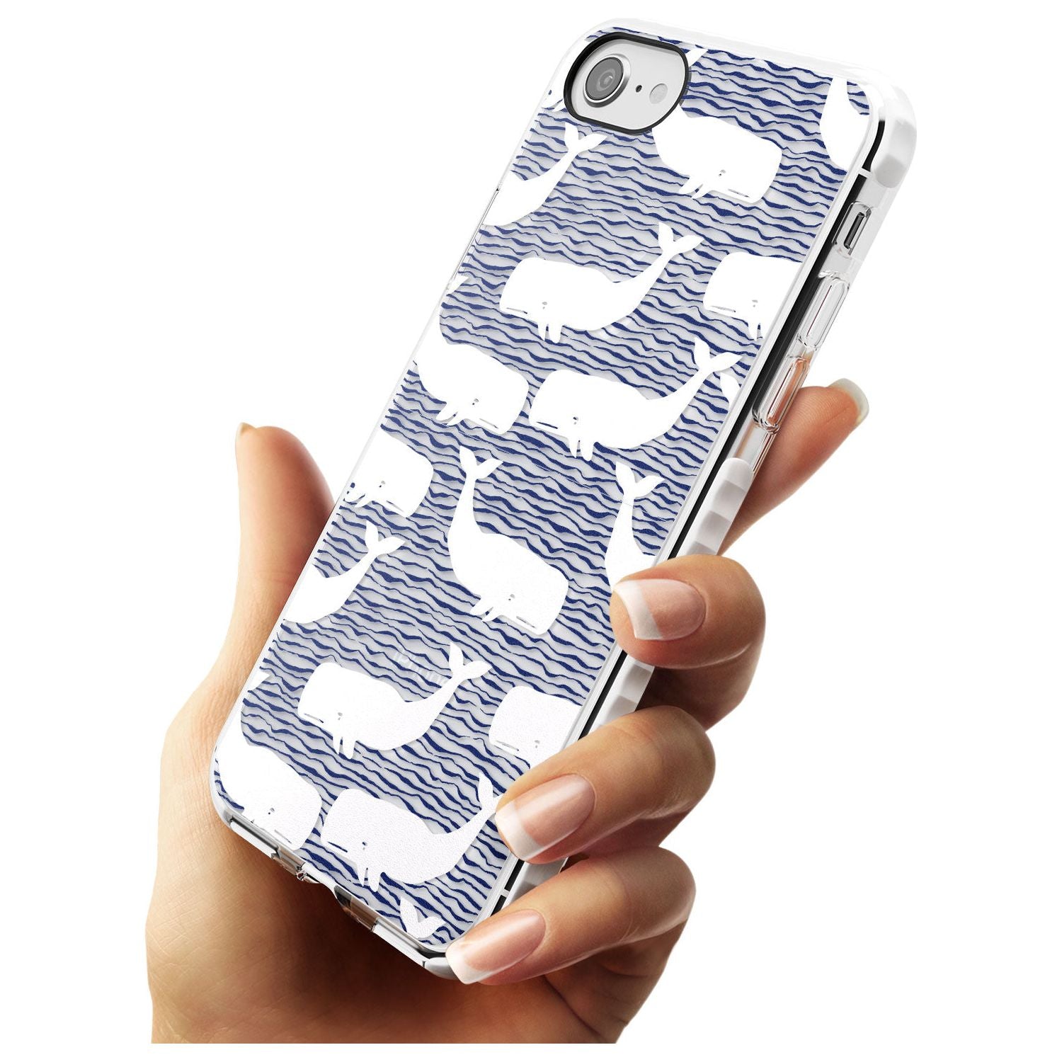 Cute Whales (Transparent) Slim TPU Phone Case for iPhone SE 8 7 Plus