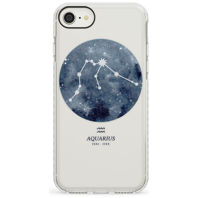 Aquarius Zodiac Transparent Design - Blue Impact Phone Case for iPhone SE 8 7 Plus