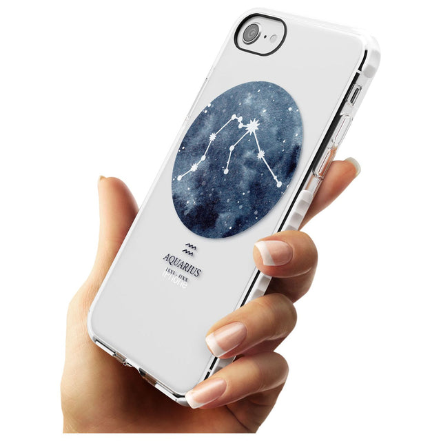 Aquarius Zodiac Transparent Design - Blue Impact Phone Case for iPhone SE 8 7 Plus