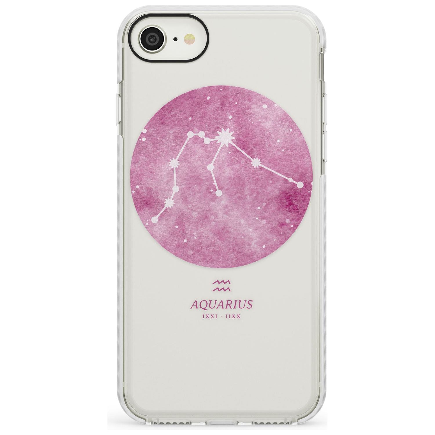 Aquarius Zodiac Transparent Design - Pink Impact Phone Case for iPhone SE 8 7 Plus