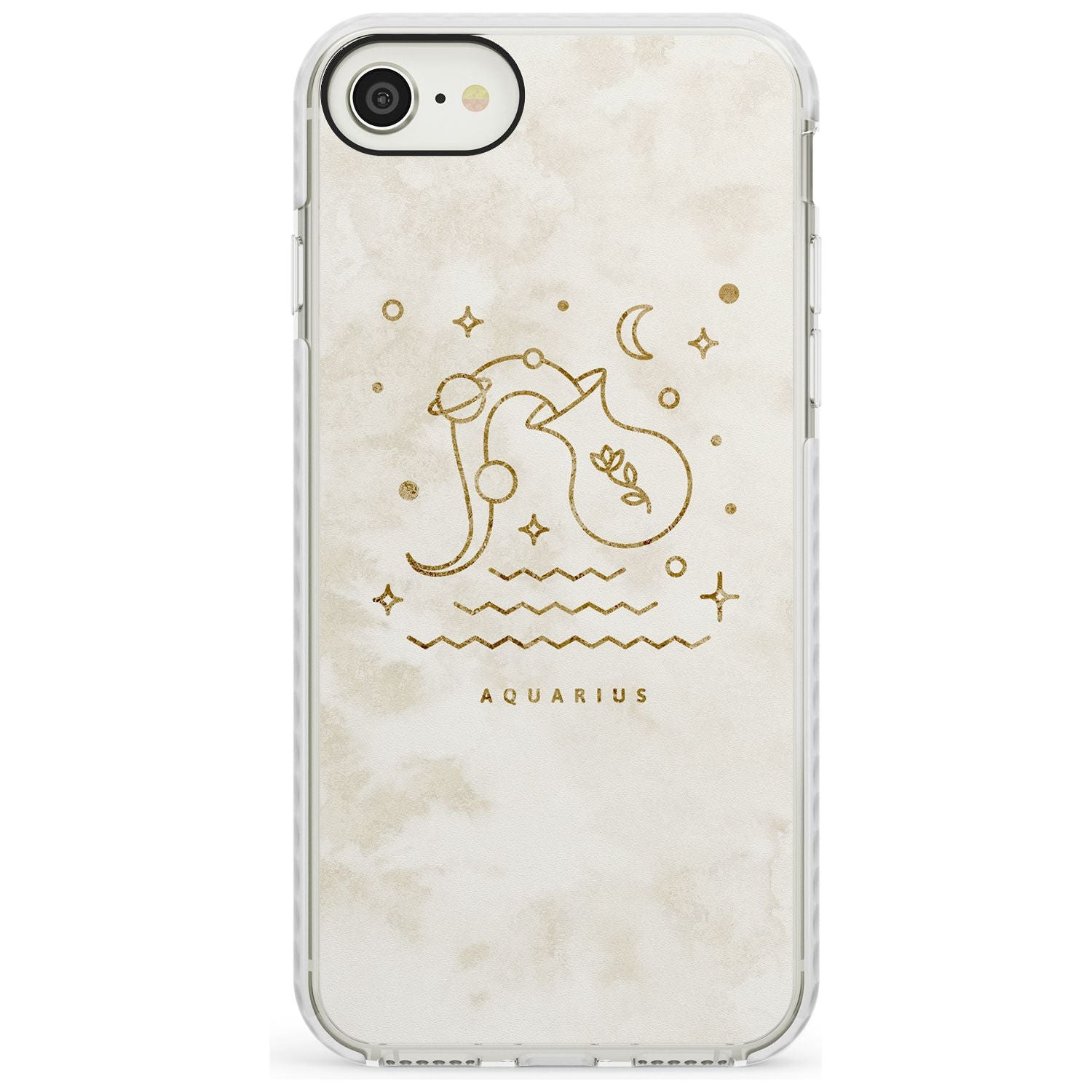 Aquarius Emblem - Solid Gold Marbled Design Impact Phone Case for iPhone SE 8 7 Plus