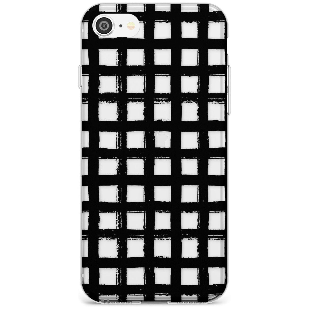 Messy Black Grid - Clear Black Impact Phone Case for iPhone SE 8 7 Plus