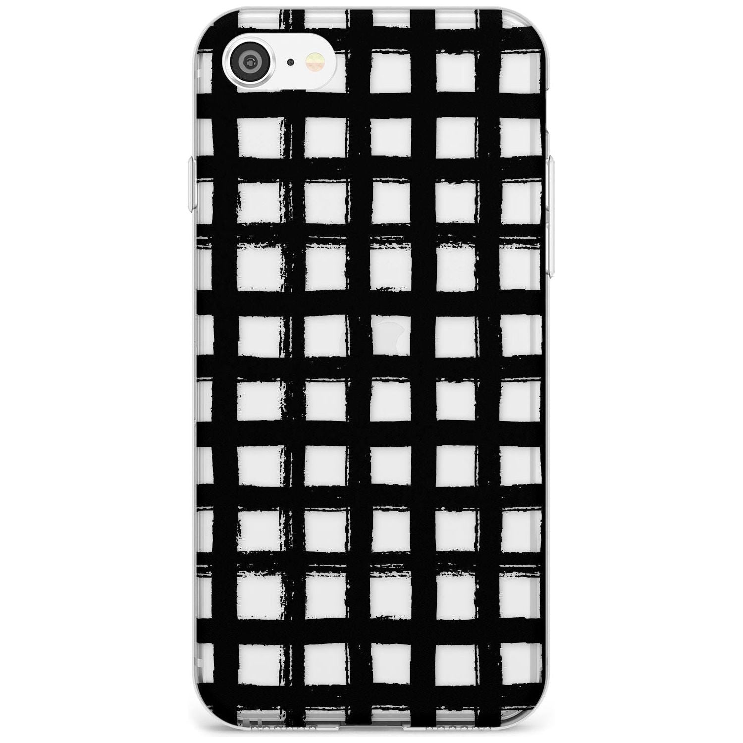 Messy Black Grid - Clear Black Impact Phone Case for iPhone SE 8 7 Plus