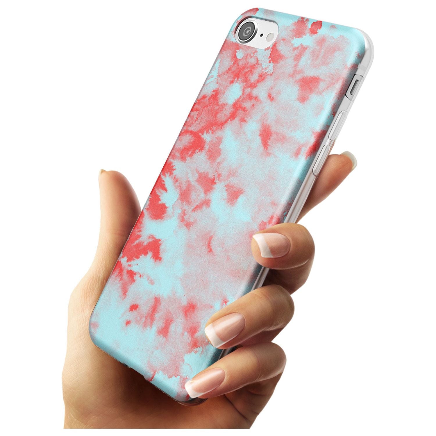 Red & Blue Acid Wash Tie-Dye Pattern Slim TPU Phone Case for iPhone SE 8 7 Plus