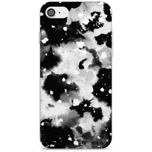 Black & White Acid Wash Tie-Dye Pattern Slim TPU Phone Case for iPhone SE 8 7 Plus