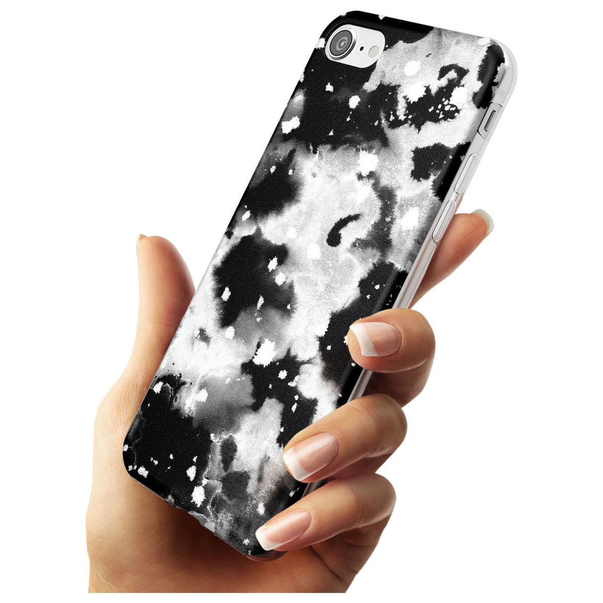 Black & White Acid Wash Tie-Dye Pattern Slim TPU Phone Case for iPhone SE 8 7 Plus