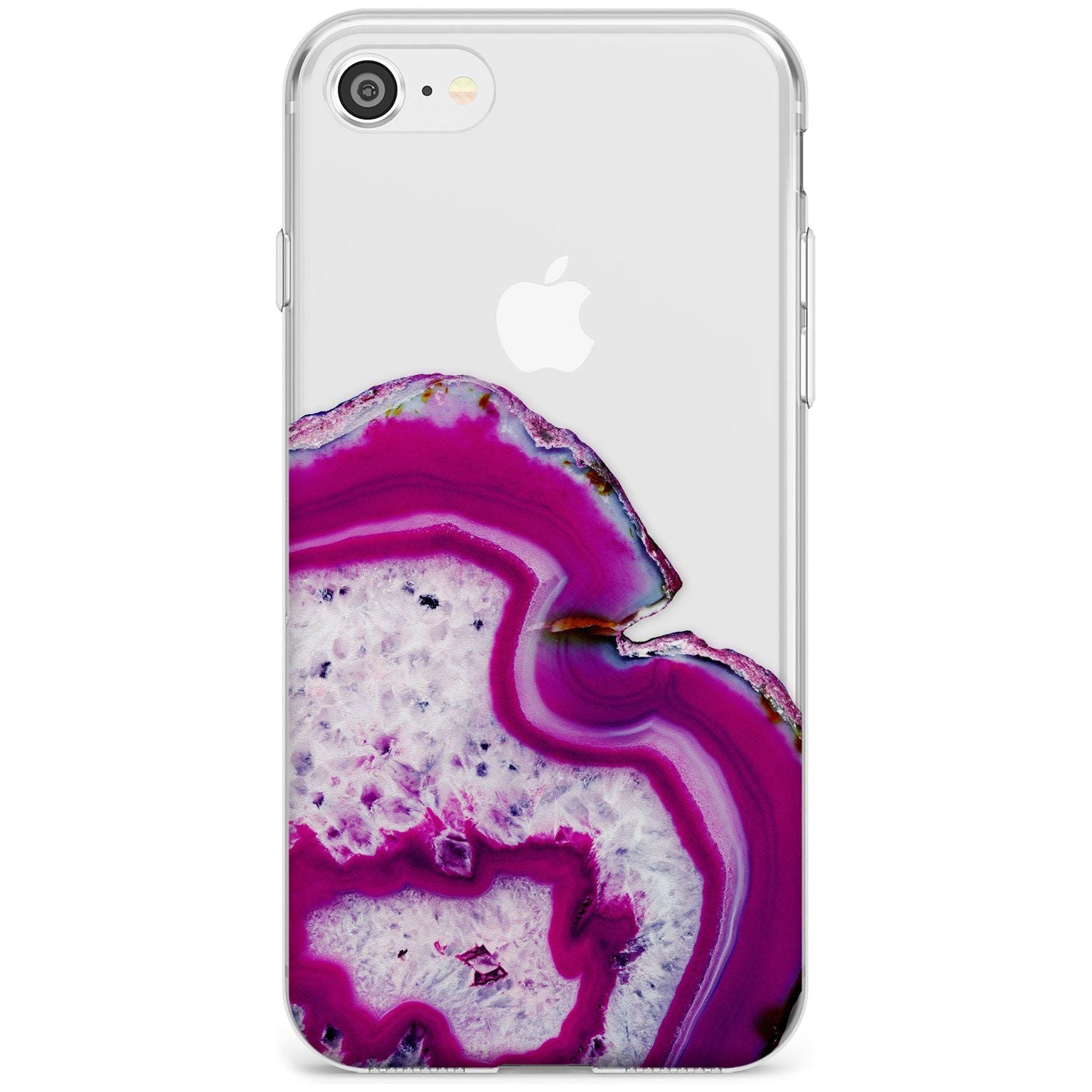 Violet & White Swirl Agate Crystal Clear Design Slim TPU Phone Case for iPhone SE 8 7 Plus