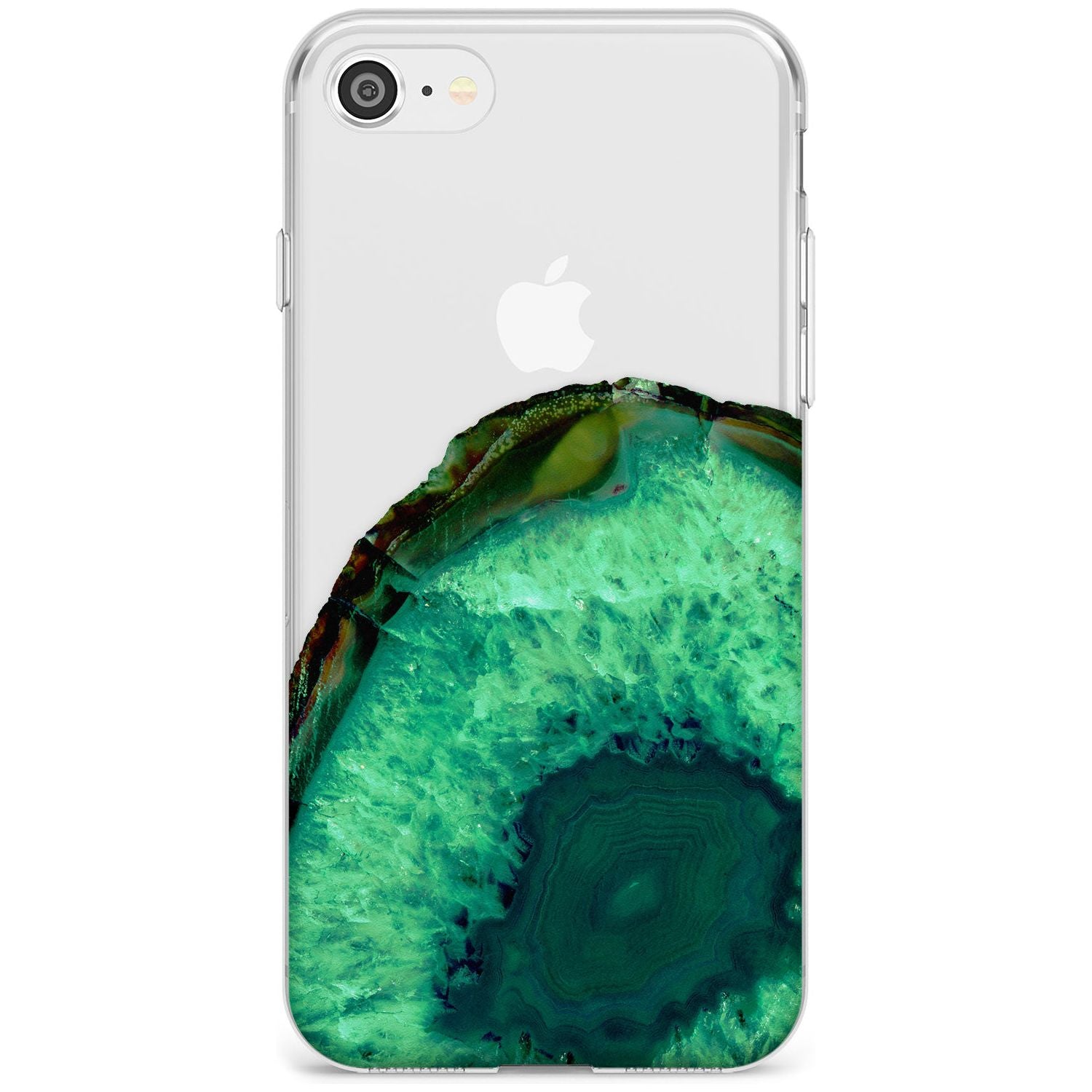 Emerald Green Gemstone Crystal Clear Design Slim TPU Phone Case for iPhone SE 8 7 Plus