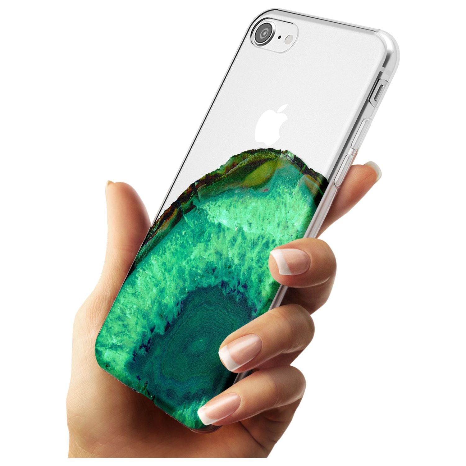 Emerald Green Gemstone Crystal Clear Design Slim TPU Phone Case for iPhone SE 8 7 Plus
