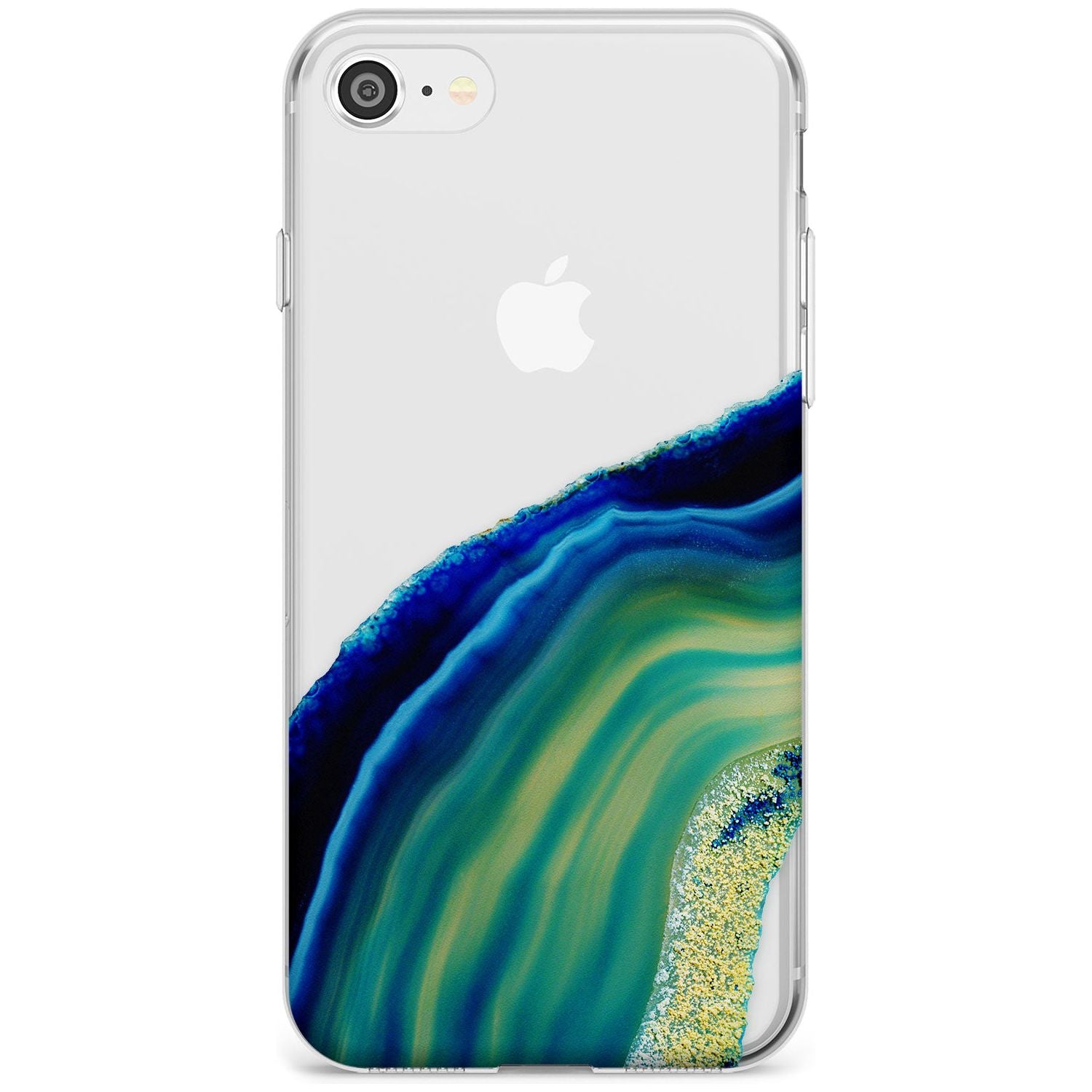 Green & Blue Gemstone Crystal Slim TPU Phone Case for iPhone SE 8 7 Plus