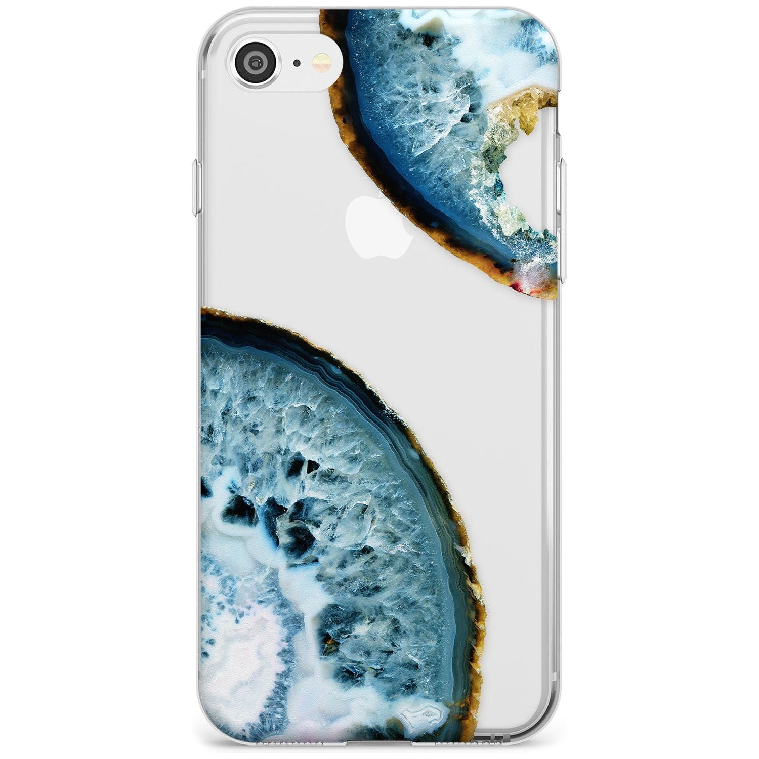 Blue, White & Yellow Agate Gemstone Slim TPU Phone Case for iPhone SE 8 7 Plus