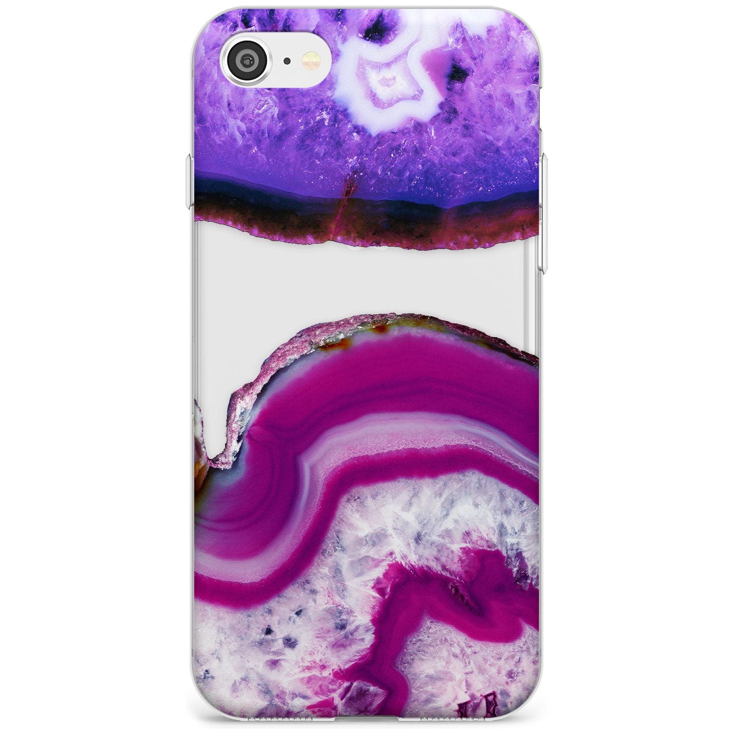 Purple & White Gemstone Crystal Clear Design Slim TPU Phone Case for iPhone SE 8 7 Plus