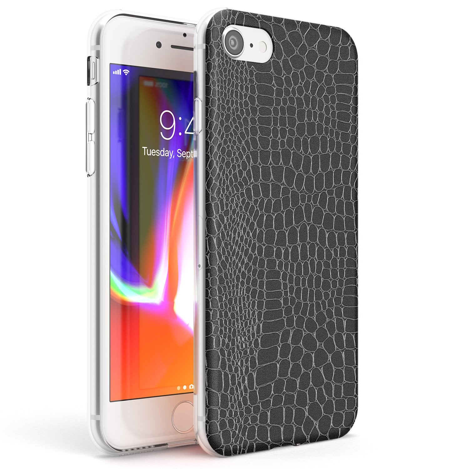 Black Snakeskin Phone Case iPhone 7/8 / Clear Case,iPhone SE / Clear Case Blanc Space