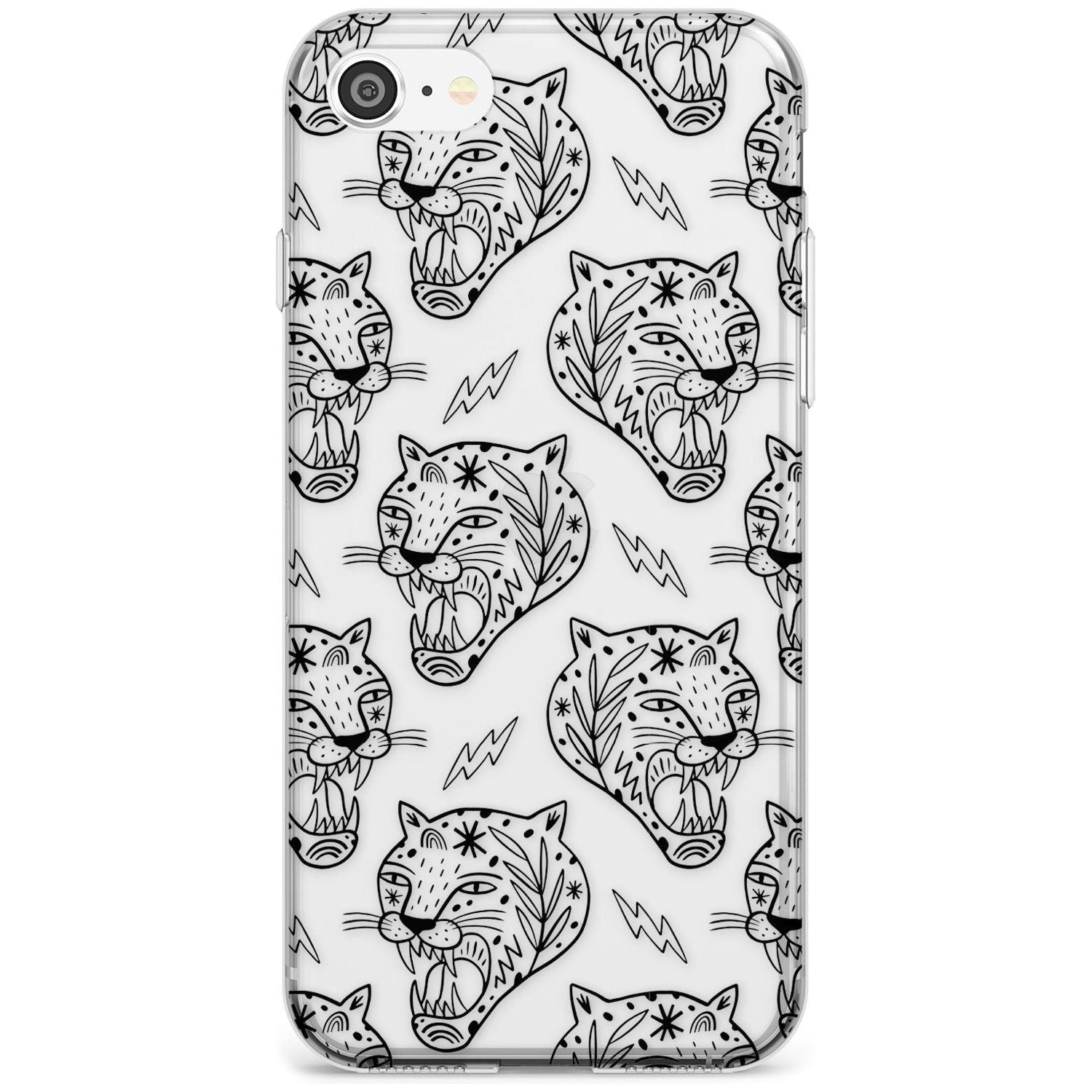 Black Tiger Roar Pattern Slim TPU Phone Case for iPhone SE 8 7 Plus