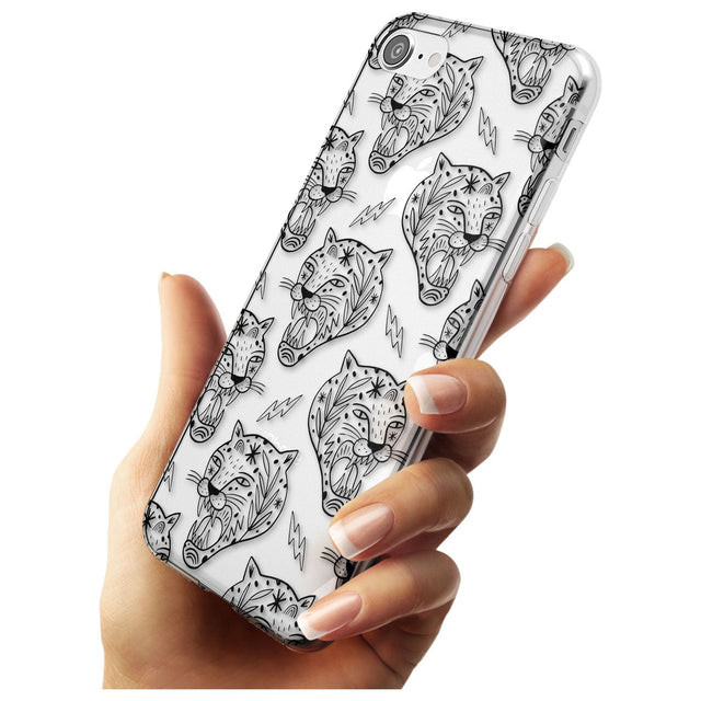 Black Tiger Roar Pattern Slim TPU Phone Case for iPhone SE 8 7 Plus