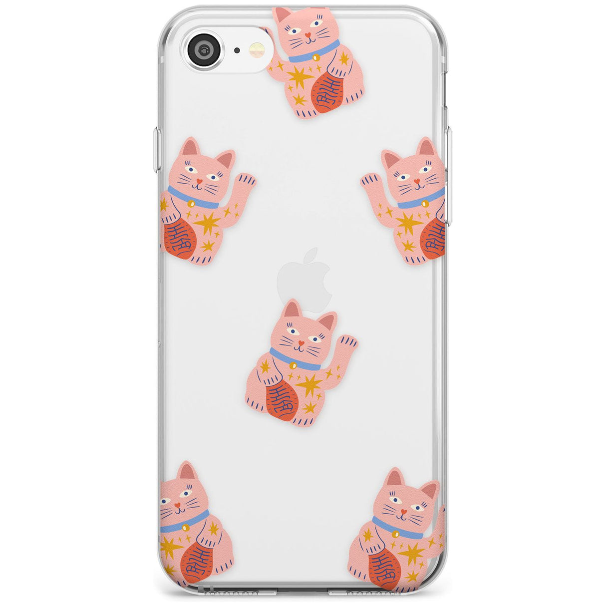 Waving Cat Pattern Slim TPU Phone Case for iPhone SE 8 7 Plus