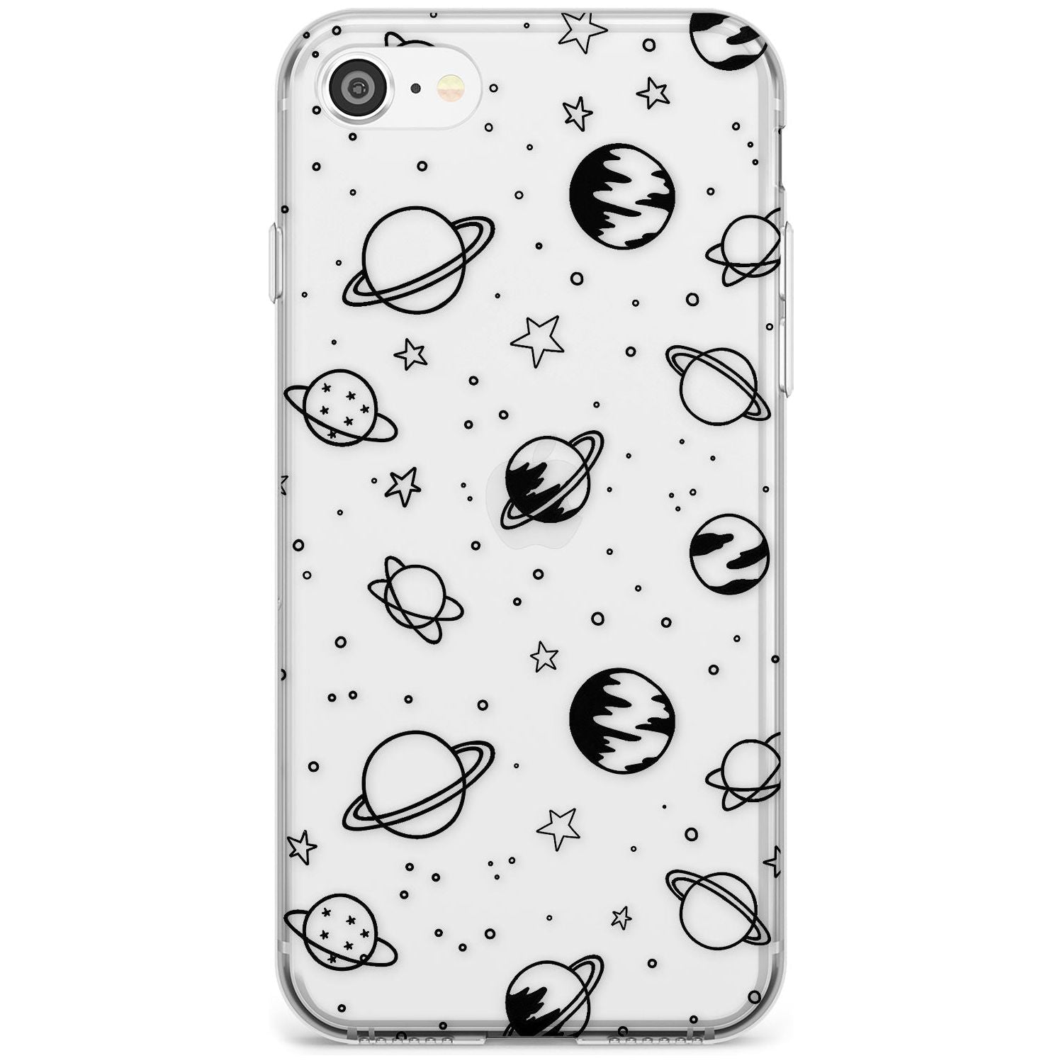 Outer Space Outlines: Black on Clear Black Impact Phone Case for iPhone SE 8 7 Plus