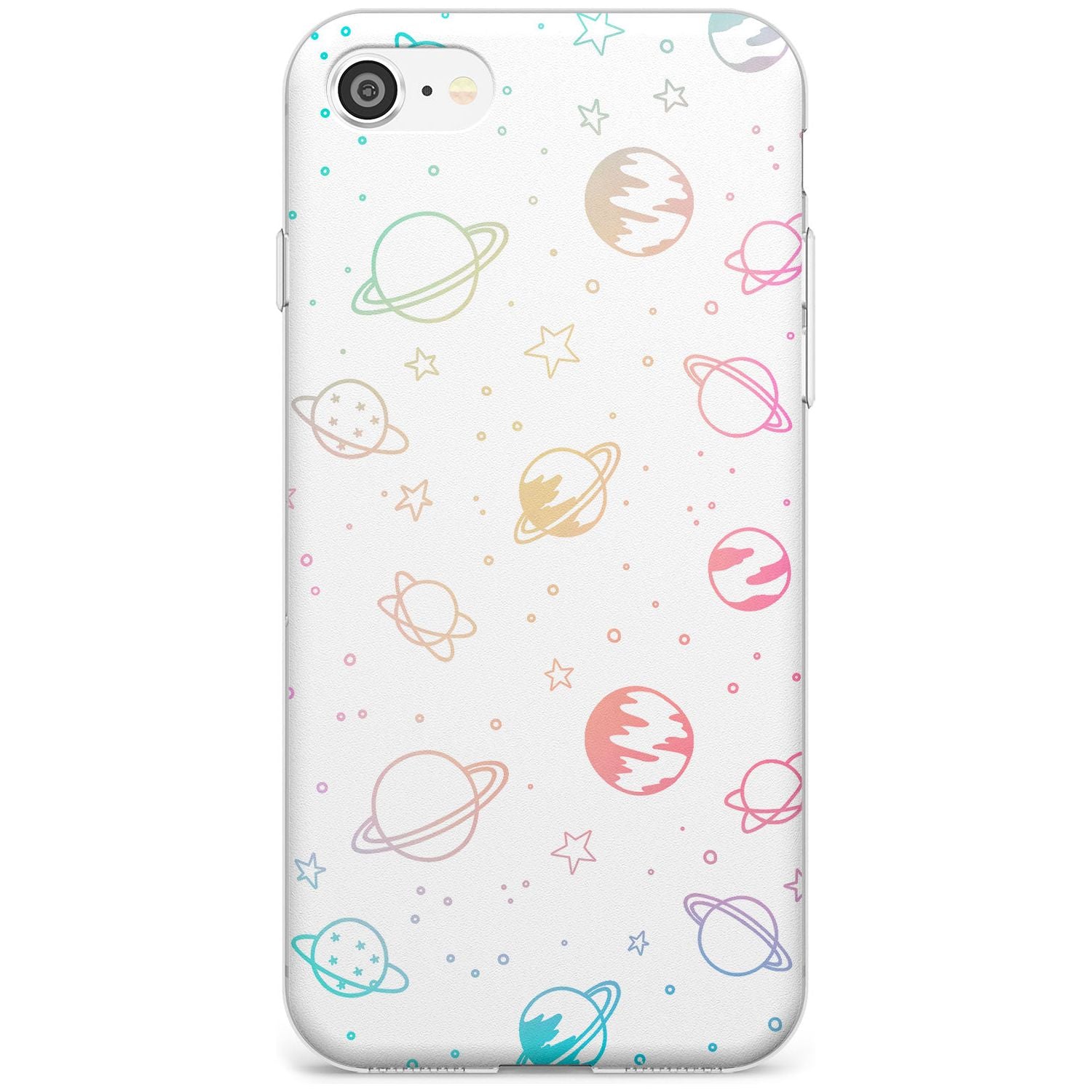 Outer Space Outlines: Pastels on White Black Impact Phone Case for iPhone SE 8 7 Plus
