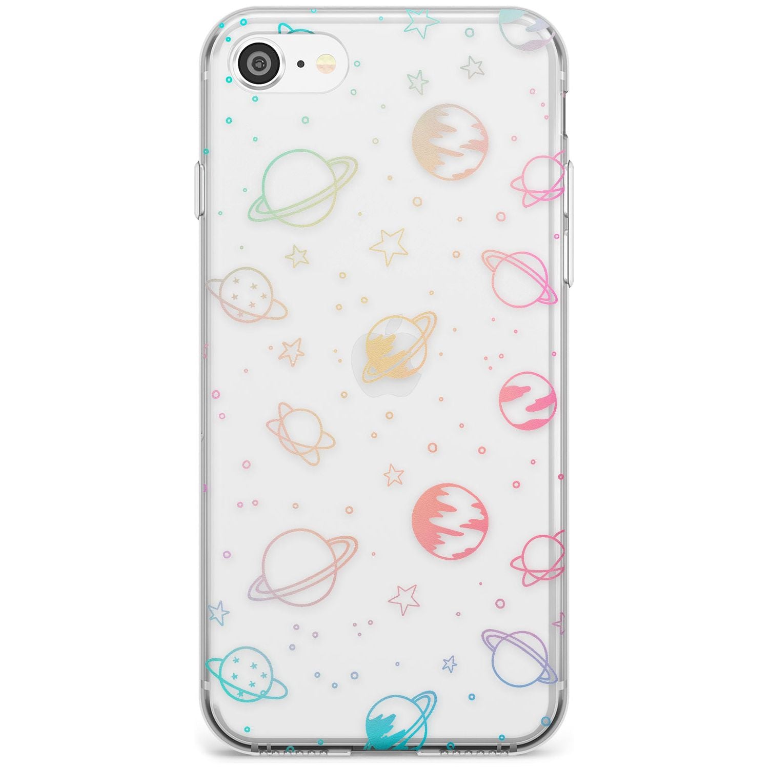 Outer Space Outlines: Pastels on Clear Black Impact Phone Case for iPhone SE 8 7 Plus