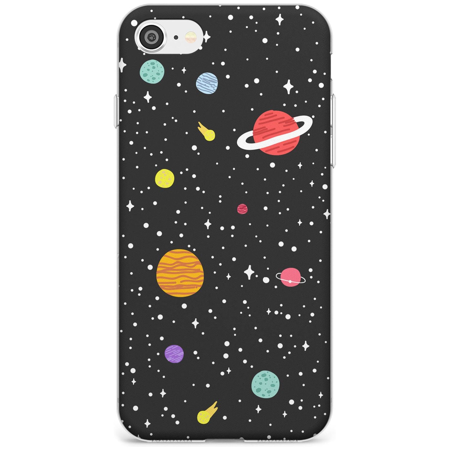 Cute Cartoon Planets Slim TPU Phone Case for iPhone SE 8 7 Plus