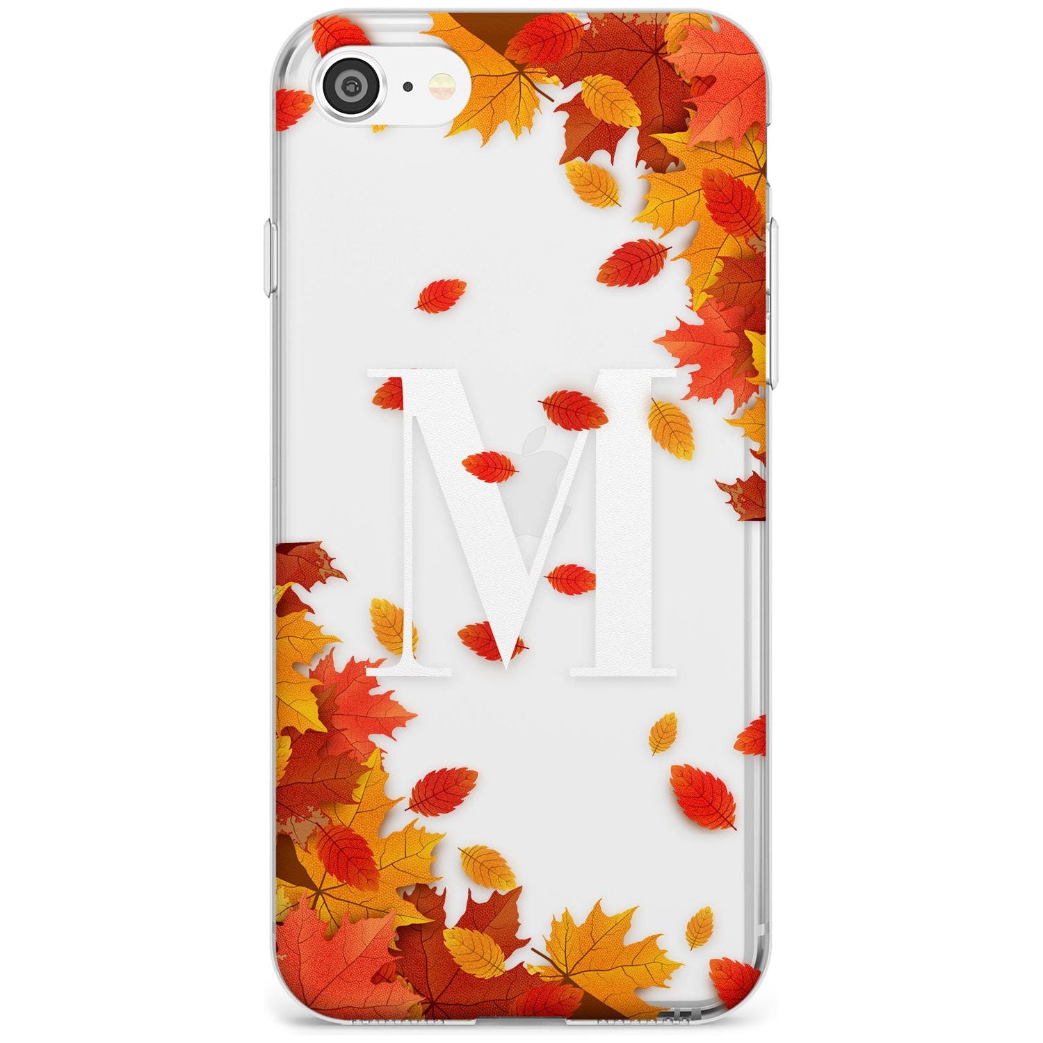 Personalised Monogram Autumn Leaves Slim TPU Phone Case for iPhone SE 8 7 Plus