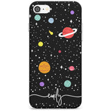 Custom Cute Cartoon Planets Black Impact Phone Case for iPhone SE 8 7 Plus