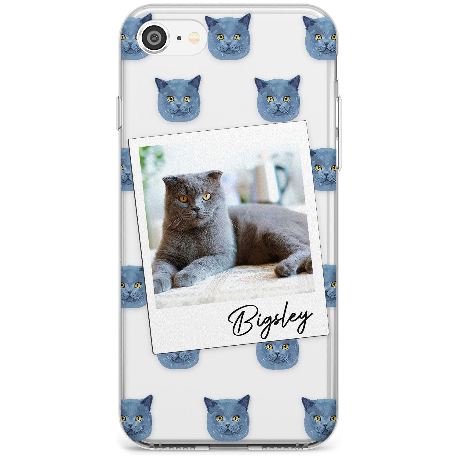 Personalised English Blue Cat Photo Custom Phone Case iPhone SE / Clear Case,iPhone 7/8 / Clear Case Blanc Space