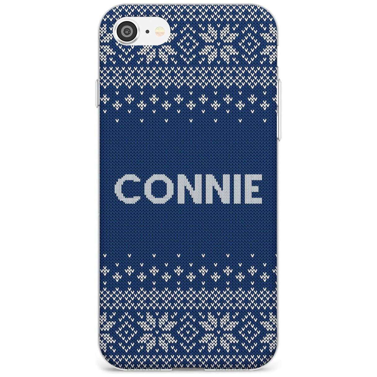 Personalised Blue Christmas Knitted Jumper Slim TPU Phone Case for iPhone SE 8 7 Plus