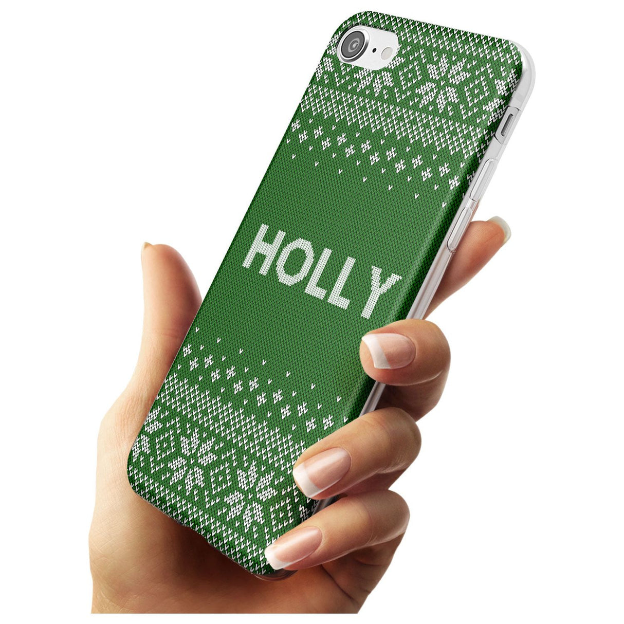 Personalised Green Christmas Knitted Jumper Slim TPU Phone Case for iPhone SE 8 7 Plus