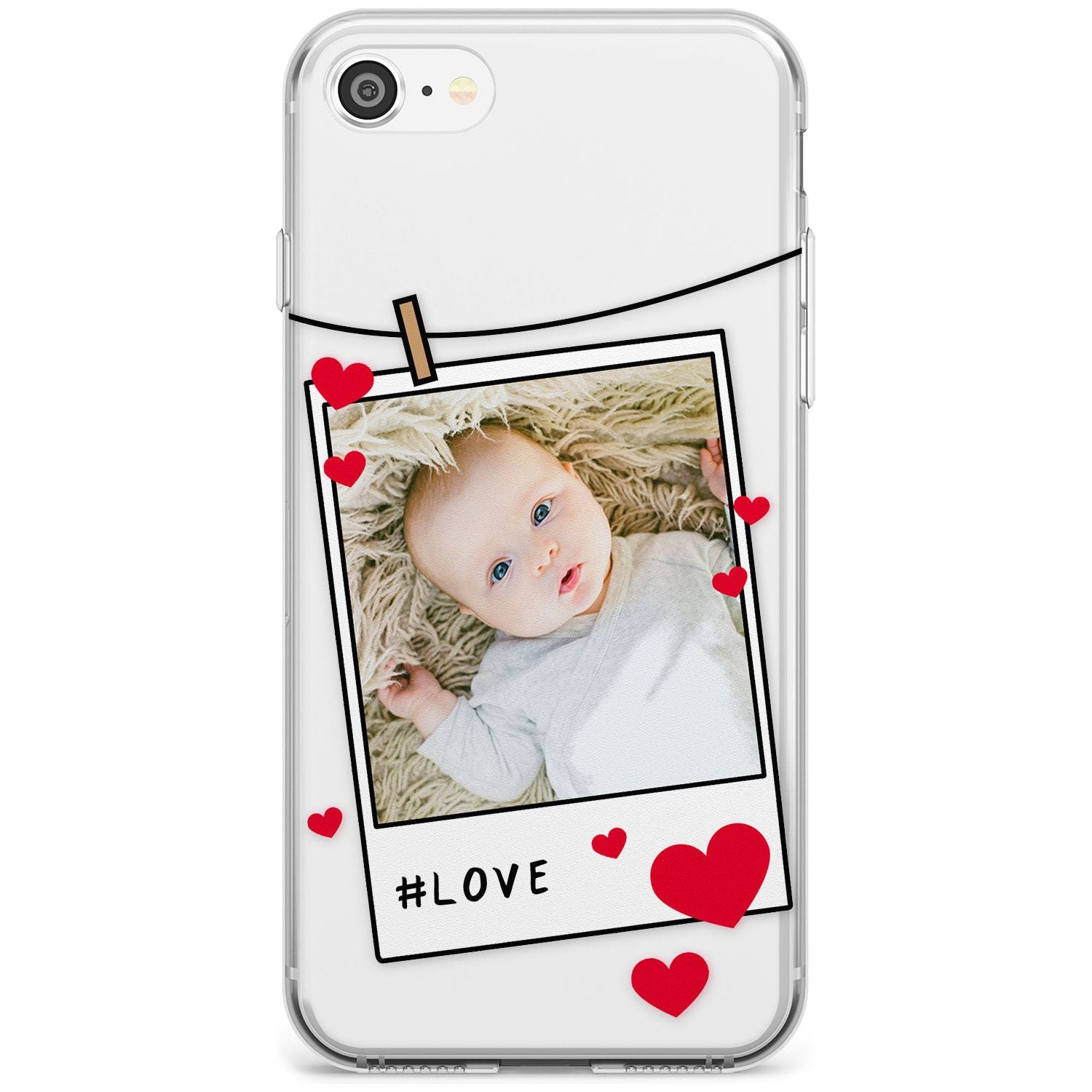 Love Instant Film Black Impact Phone Case for iPhone SE 8 7 Plus