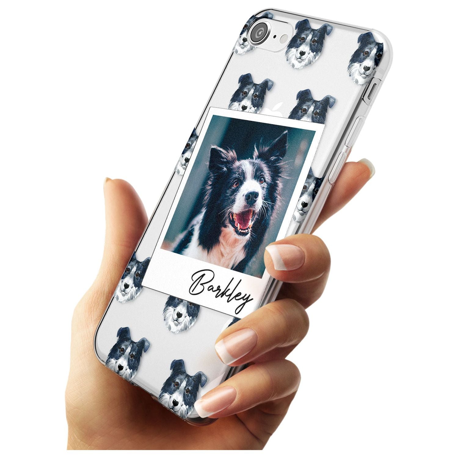 Border Collie - Custom Dog Photo Black Impact Phone Case for iPhone SE 8 7 Plus