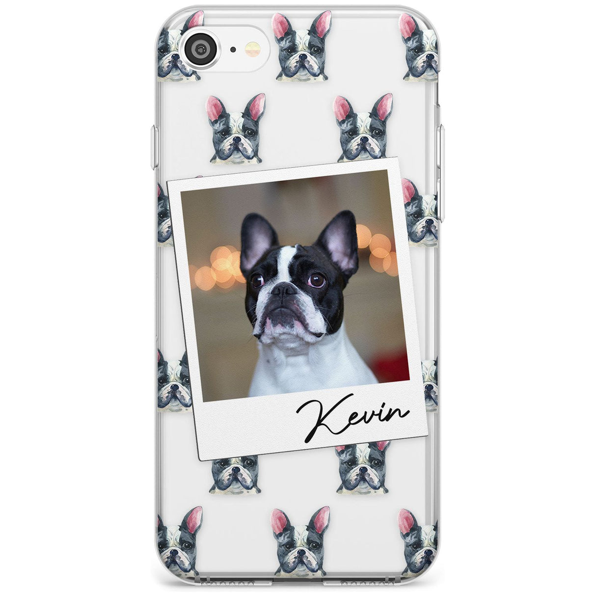 French Bulldog, Black & White - Custom Dog Photo Black Impact Phone Case for iPhone SE 8 7 Plus