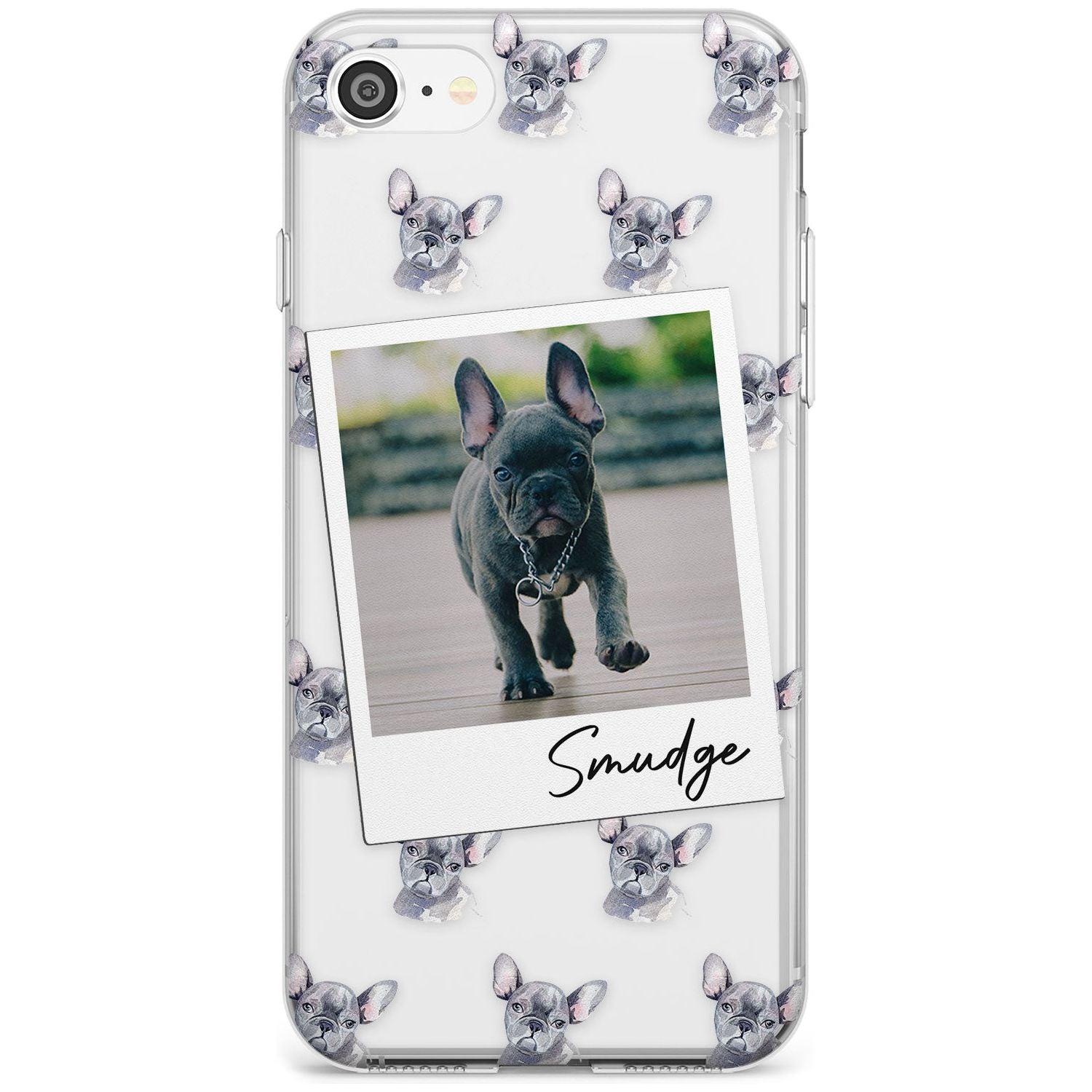 French Bulldog, Grey - Custom Dog Photo Black Impact Phone Case for iPhone SE 8 7 Plus