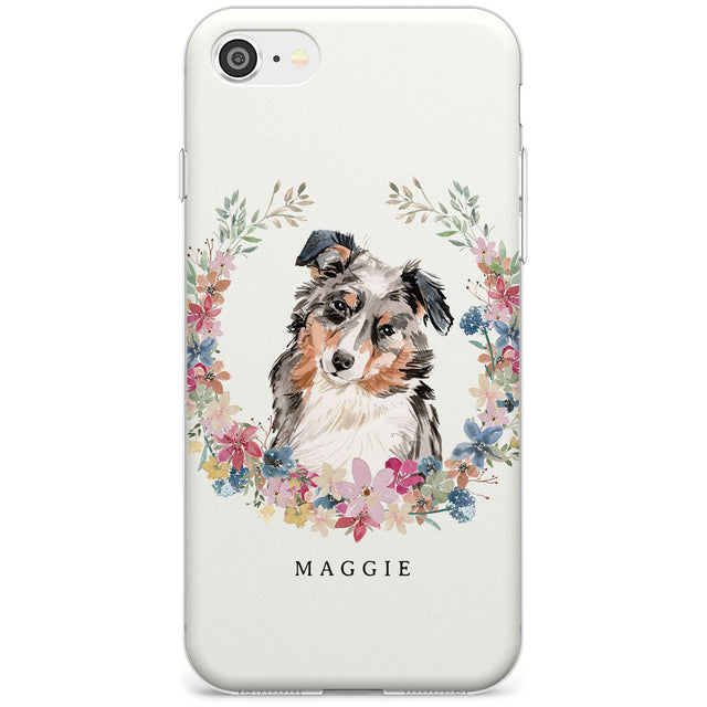 Australian Shepherd Watercolour Dog Portrait Slim TPU Phone Case for iPhone SE 8 7 Plus