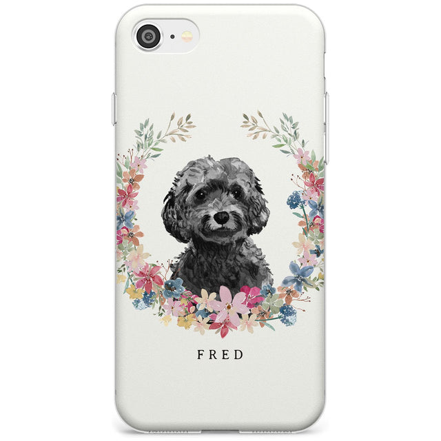 Black Cockapoo - Watercolour Dog Portrait Slim TPU Phone Case for iPhone SE 8 7 Plus