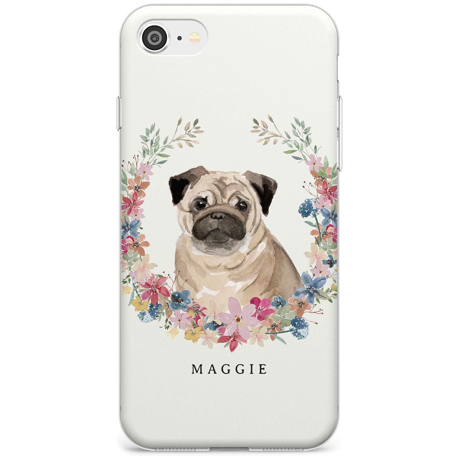 Pug - Watercolour Dog Portrait Slim TPU Phone Case for iPhone SE 8 7 Plus