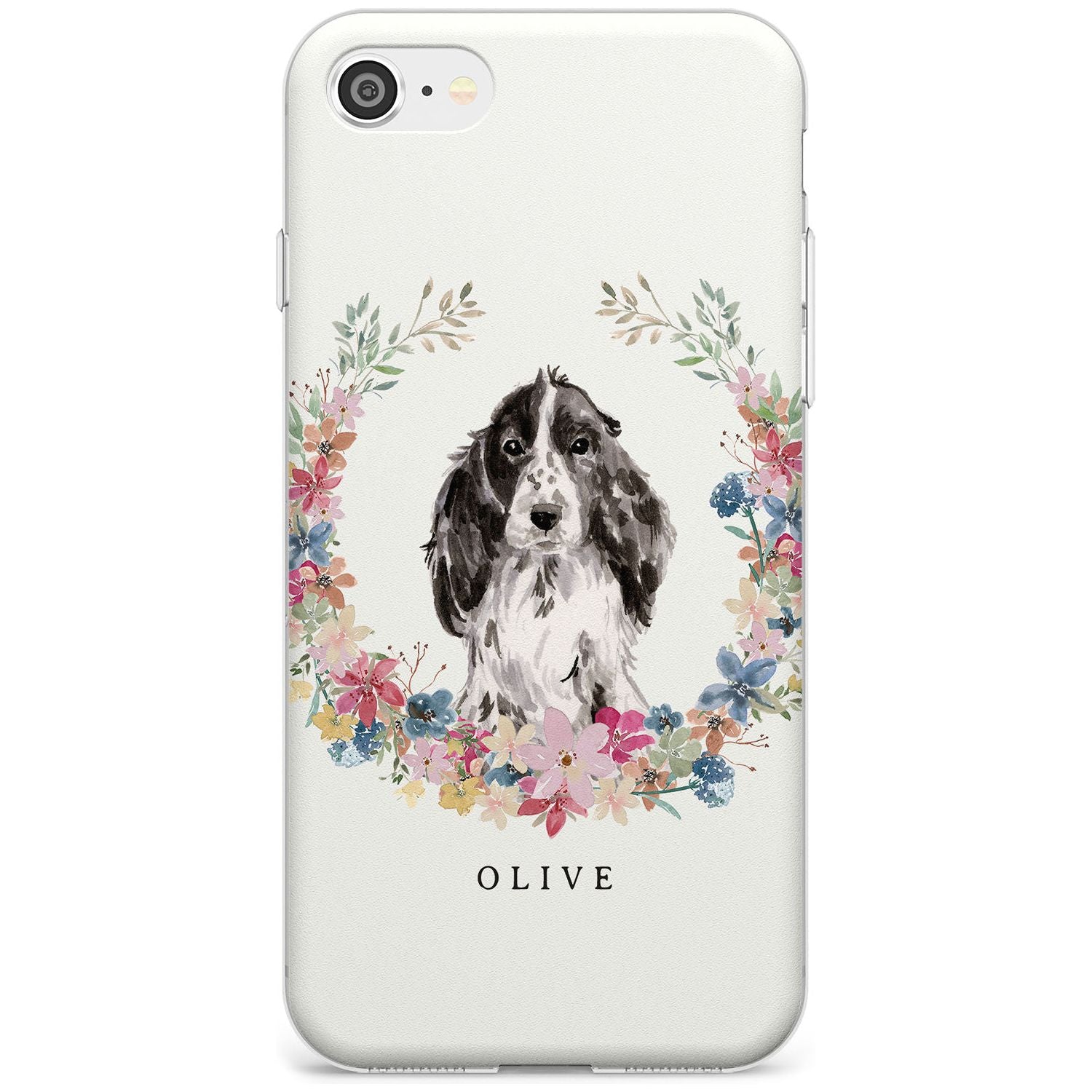Black Cocker Spaniel - Watercolour Dog Portrait Slim TPU Phone Case for iPhone SE 8 7 Plus