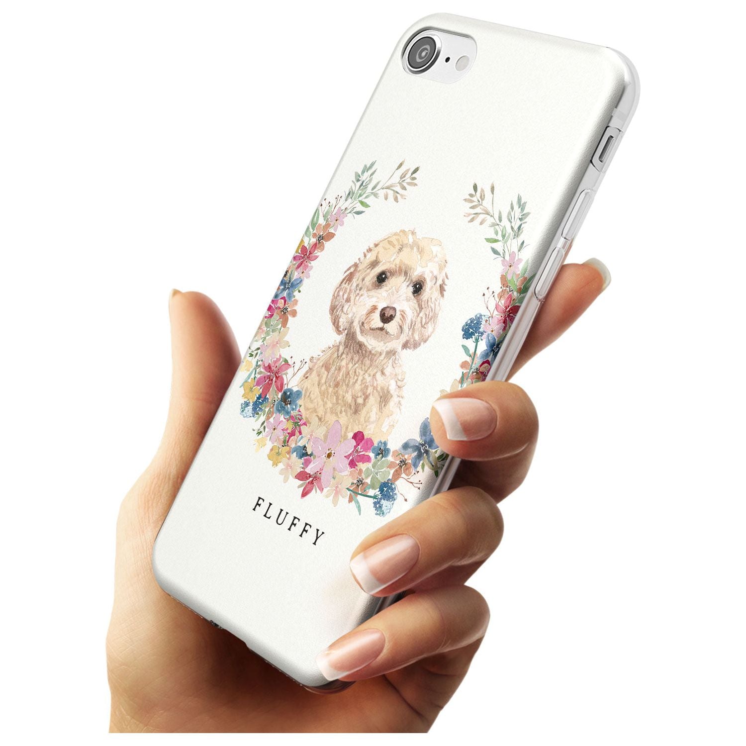 Champagne Cockapoo - Watercolour Dog Portrait Slim TPU Phone Case for iPhone SE 8 7 Plus